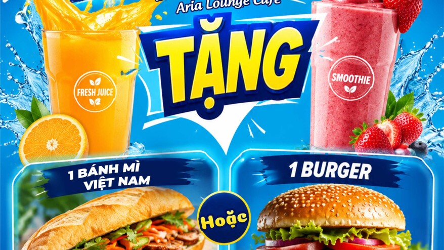 SUMMER SPECIAL COMBO: BUY 1 JUICE OR SMOOTHIE, GET 1 VIETNAMESE BANH MI OR 1 BURGER FREE