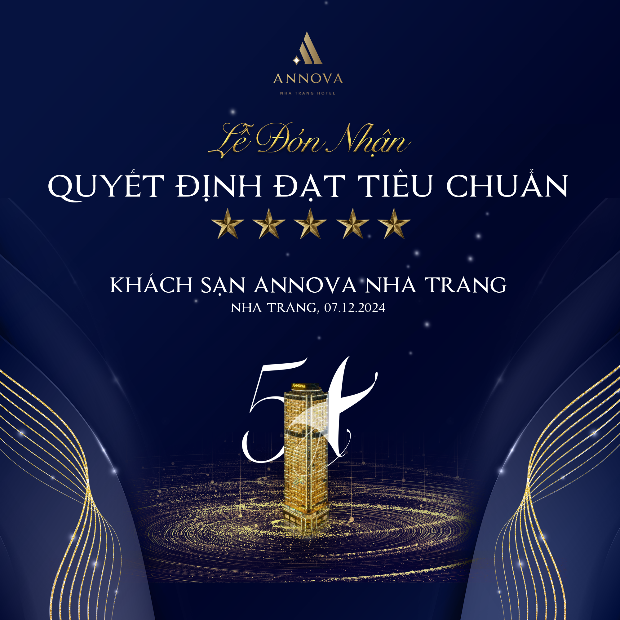KHÁCH SẠN ANNOVA NHA TRANG ĐƯỢC CÔNG NHẬN ĐẠT TIÊU CHUẨN 5 SAO BỞI CỤC DU LỊCH QUỐC GIA VIỆT NAM ⭐️